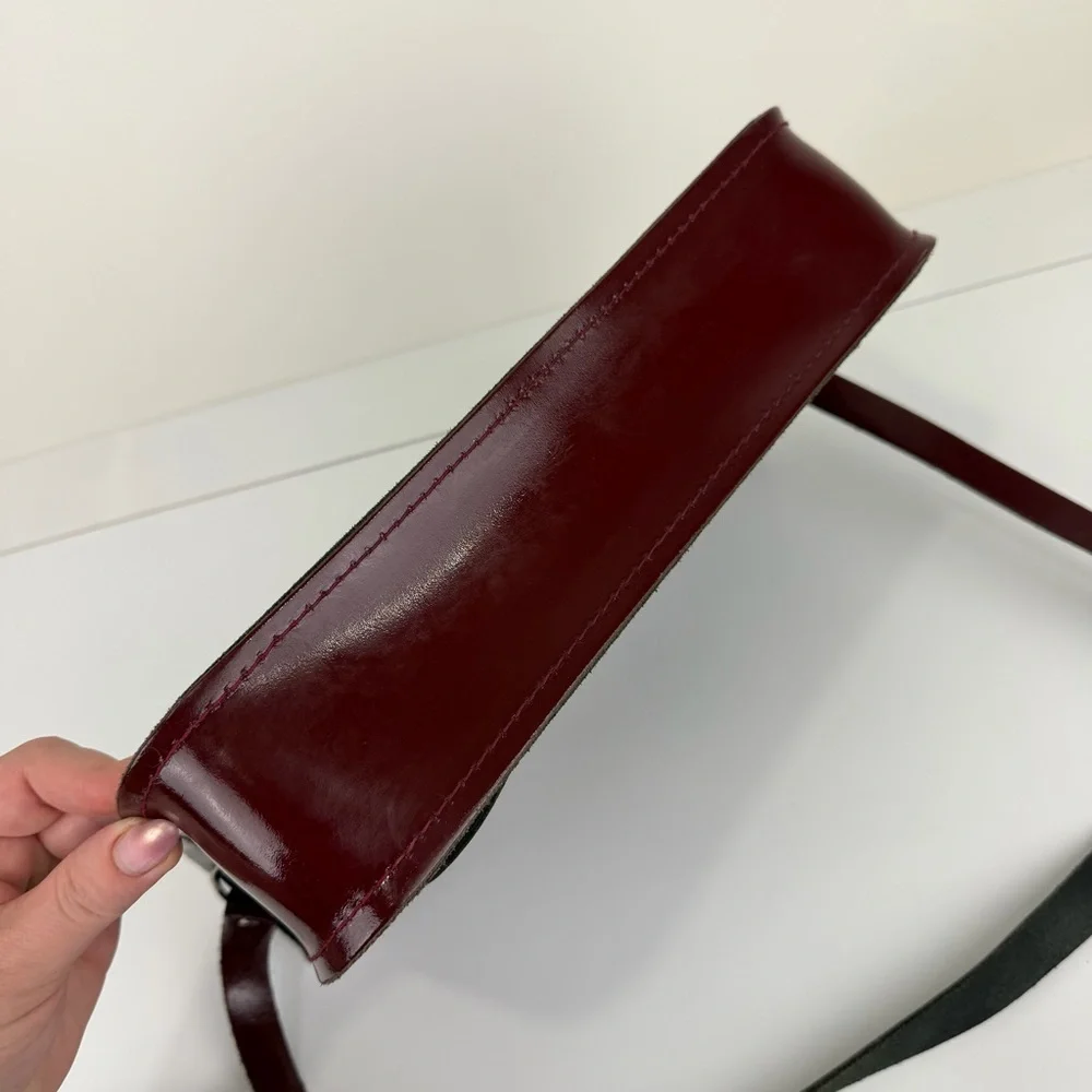 Cambridge Satchel Company Oxblood Leather Satchel Crossbody Bag - Picture 7 of 9